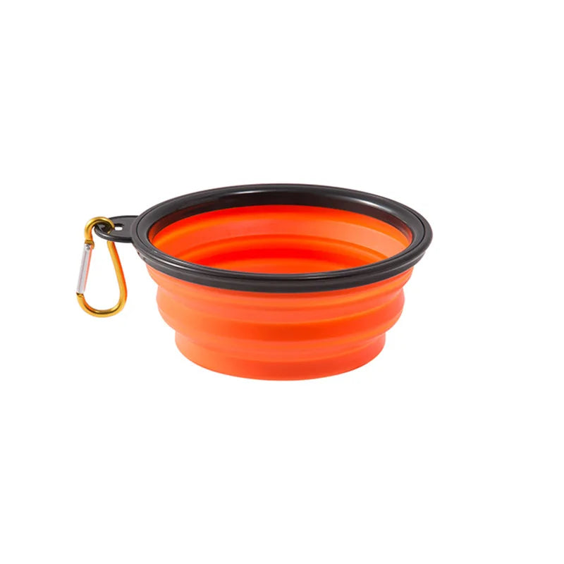 Collapsible Pet Silicone Dog Food Water Bowl Outdoor Camping Travel Portable Folding  Supplies   Dishes with Carabiner