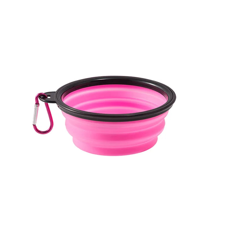 Collapsible Pet Silicone Dog Food Water Bowl Outdoor Camping Travel Portable Folding  Supplies   Dishes with Carabiner